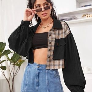 Contrast cropped jacket